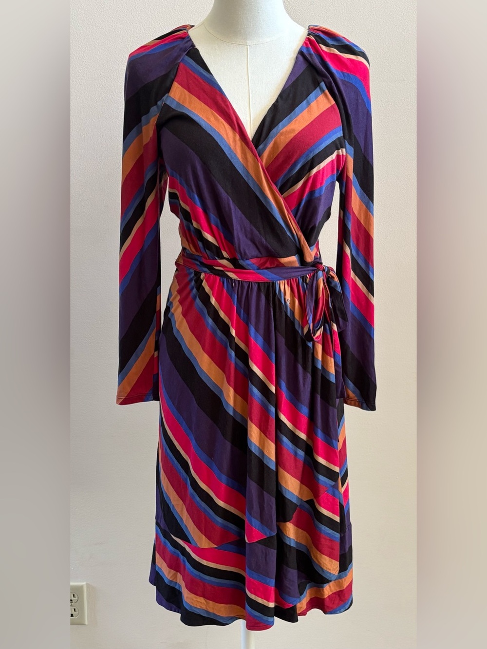 Maeve Anthropologie Striped Wrap Dress Small Boho